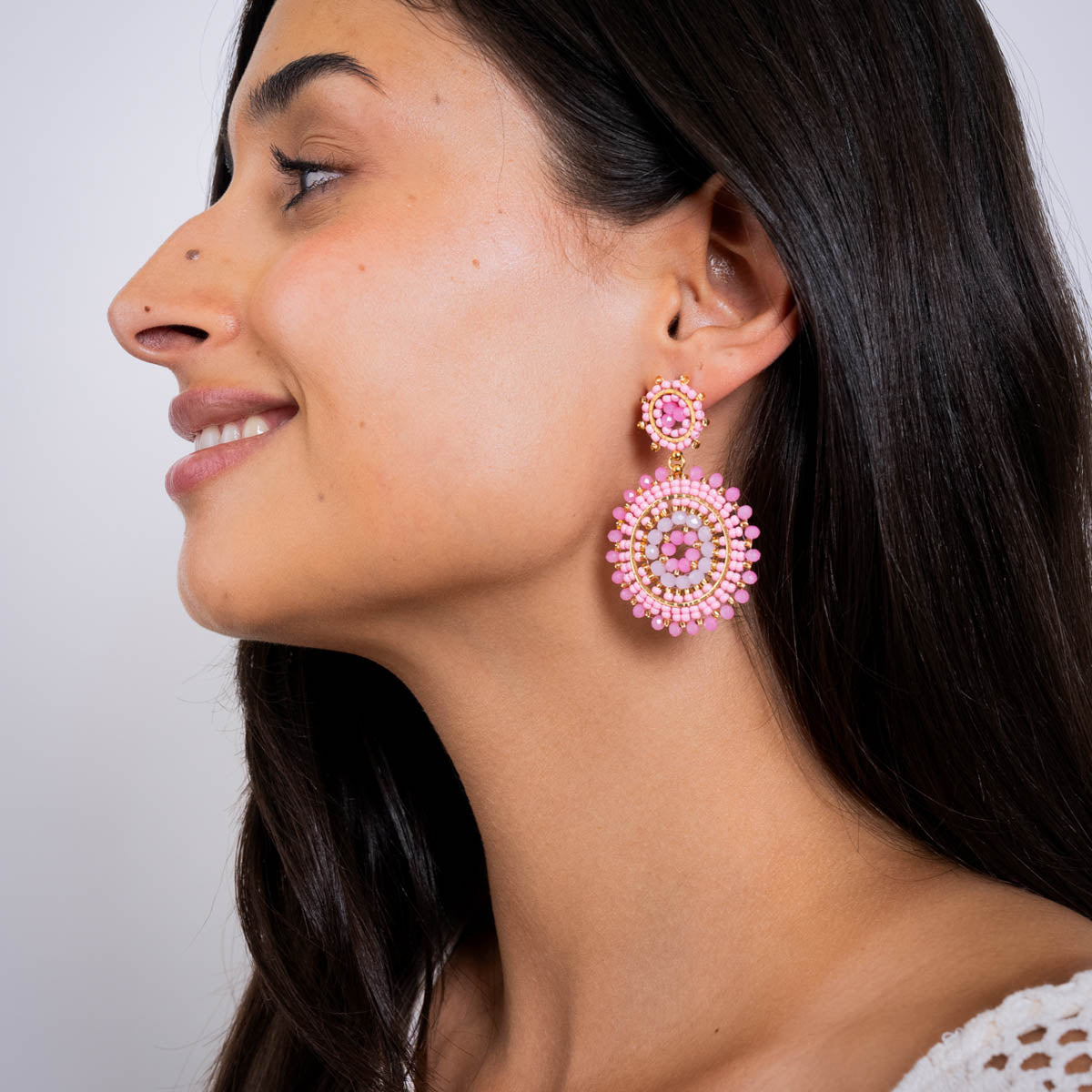 Pendientes largos Solea mandala Rosa Anartxy