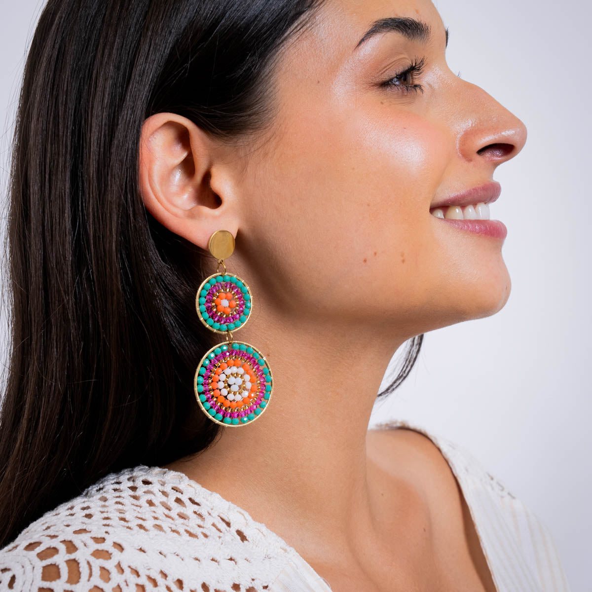 Pendientes largos Solea doble mandala Combinado Anartxy