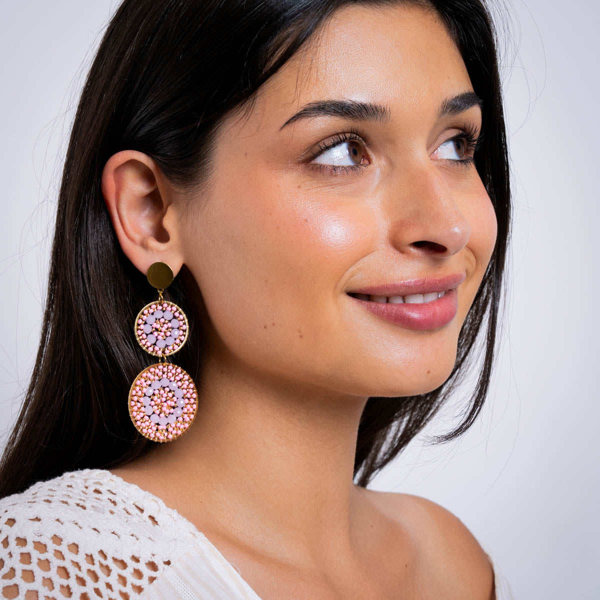 Pendientes largos Solea doble mandala Rosa Anartxy