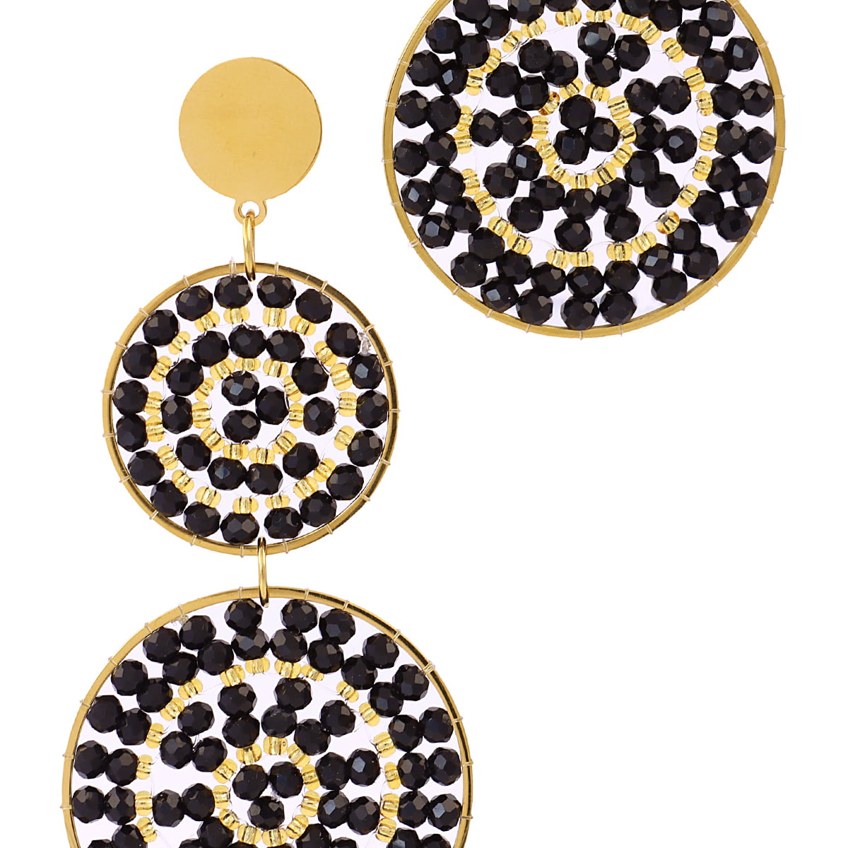 Pendientes largos Solea doble mandala Negro Anartxy