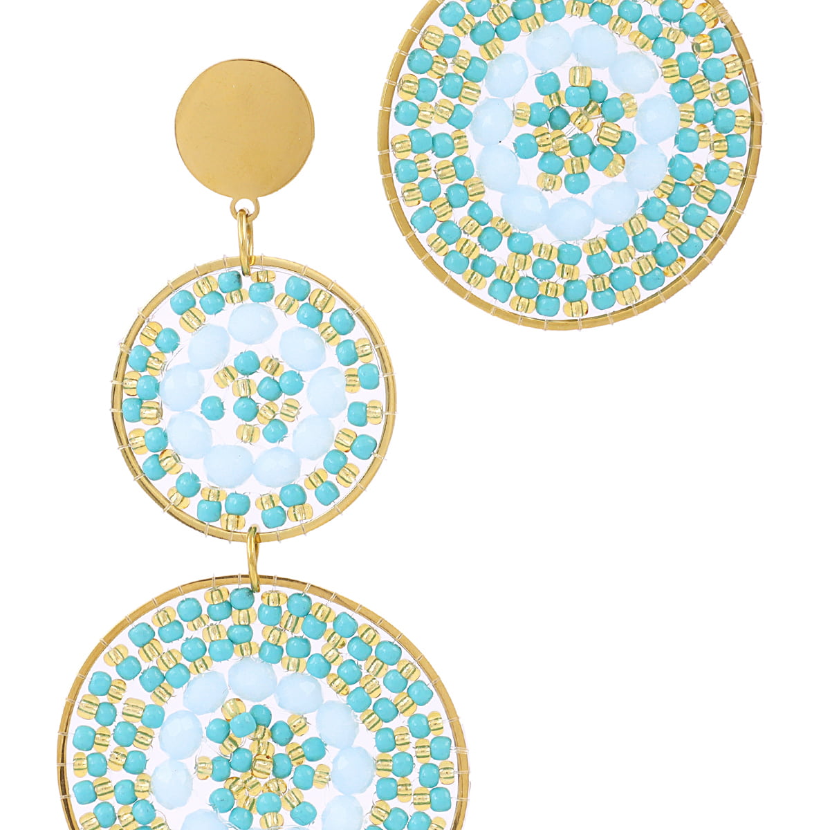 Pendientes largos Solea doble mandala Turquesa Anartxy