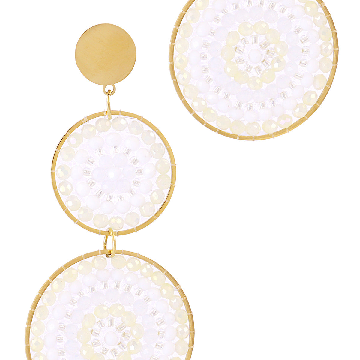 Pendientes largos Solea doble mandala Blanco Anartxy