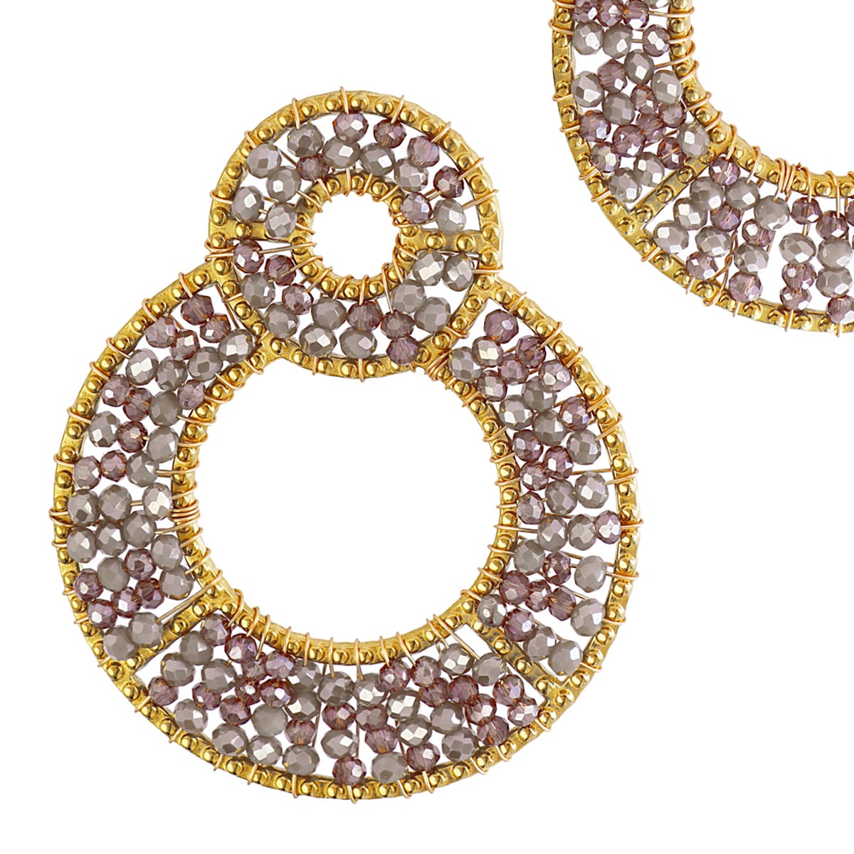 Aros doble Solea cuentas cristal Café Anartxy