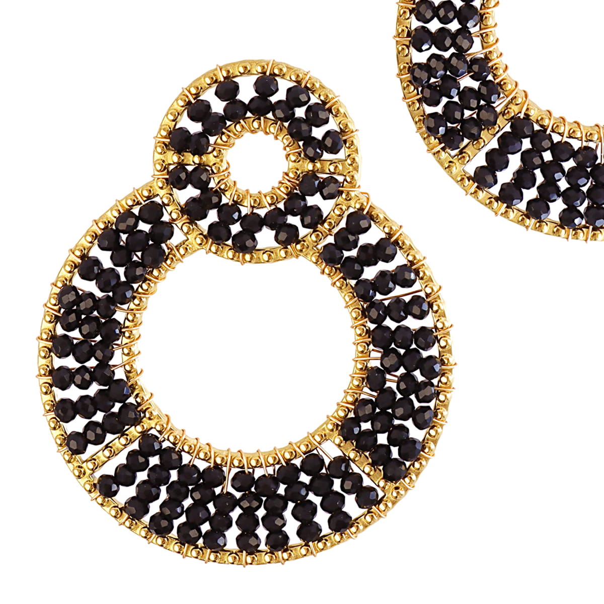 Aros doble Solea cuentas cristal Negro Anartxy