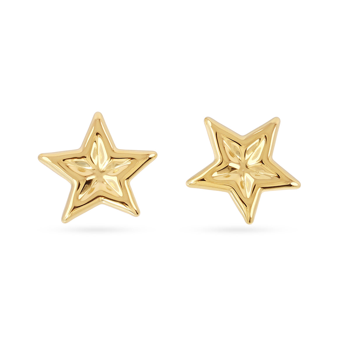 Pendientes botón estrella con textura Dorado Anartxy