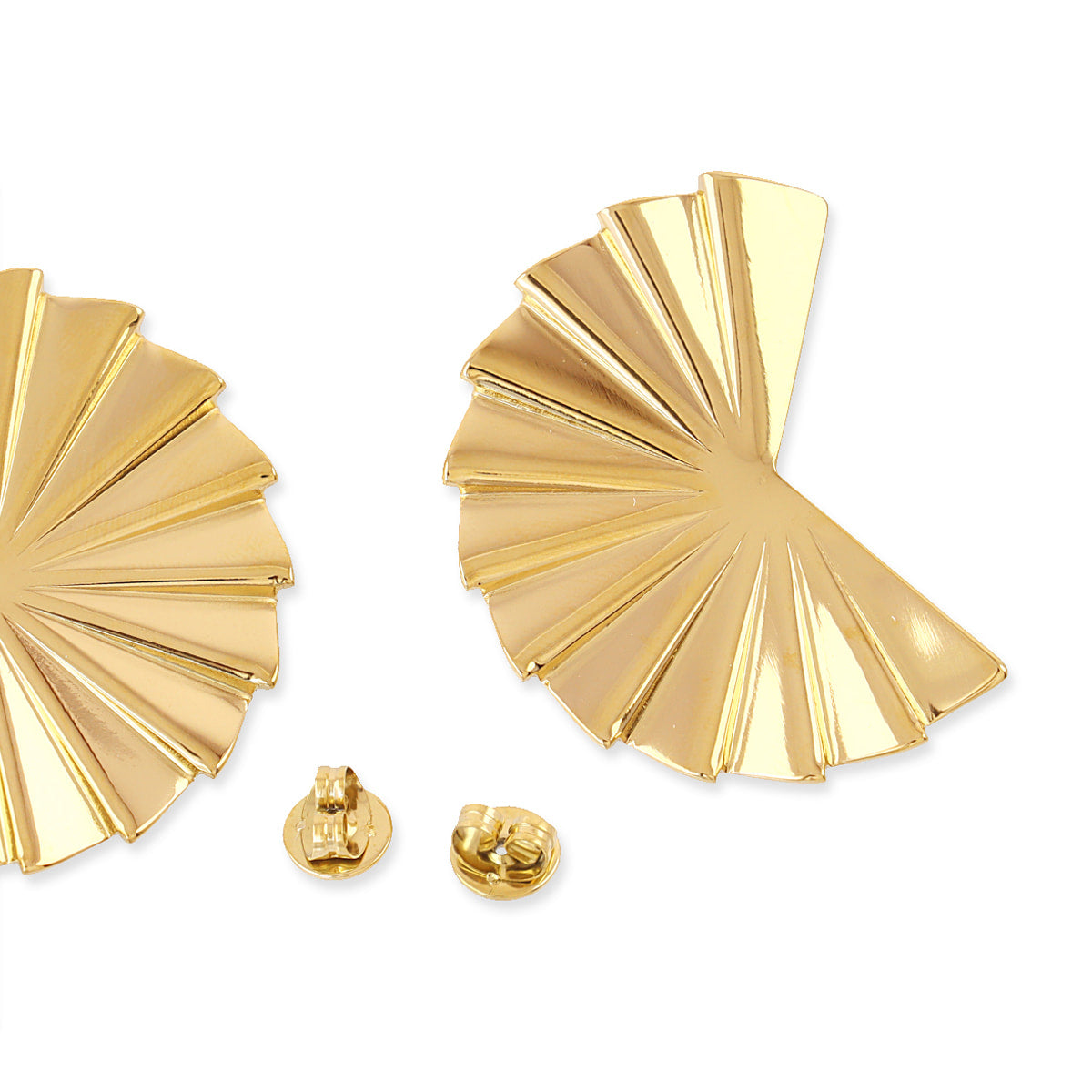 Pendientes abanico pliegues Dorado Anartxy
