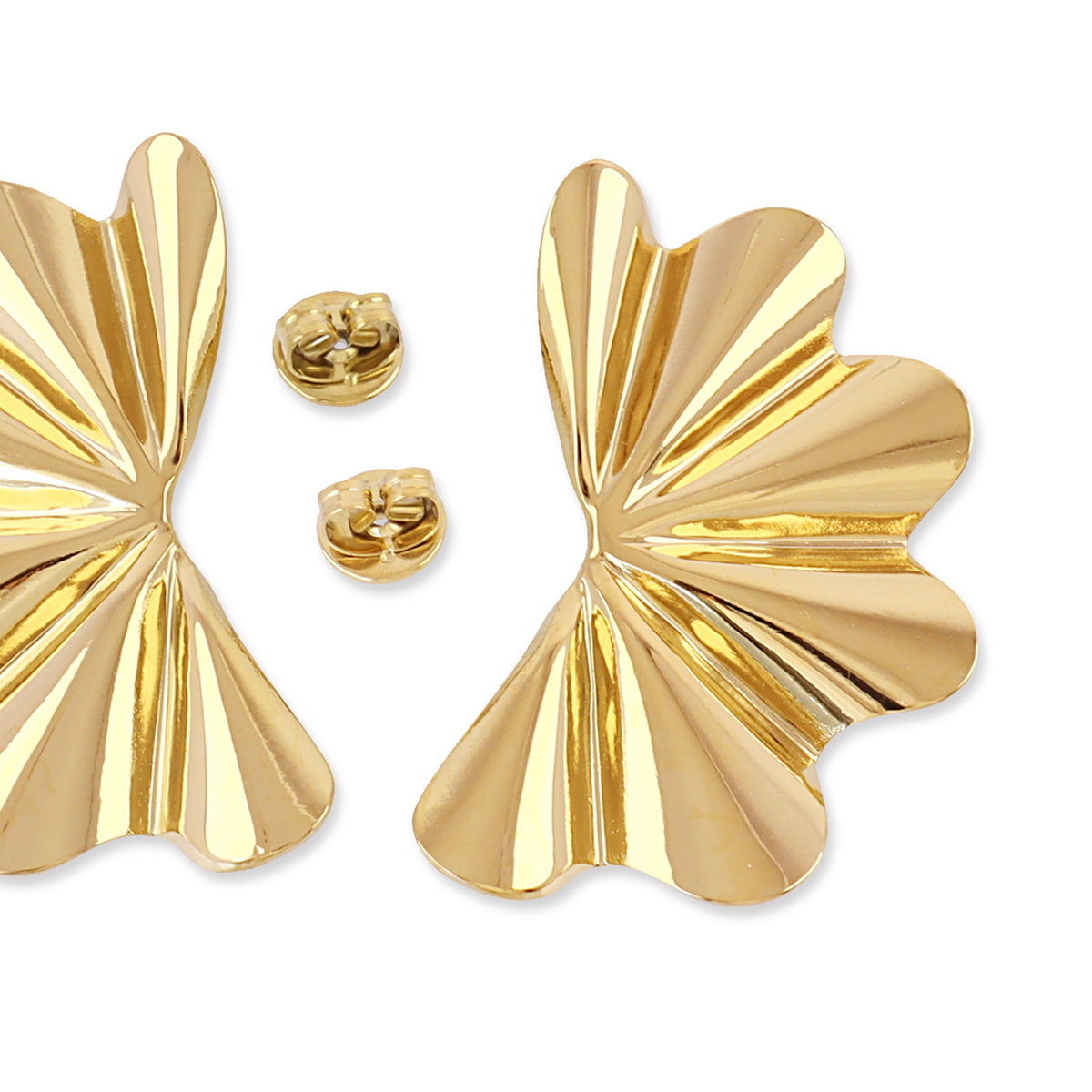 Pendientes abanico fluido brillante Dorado Anartxy
