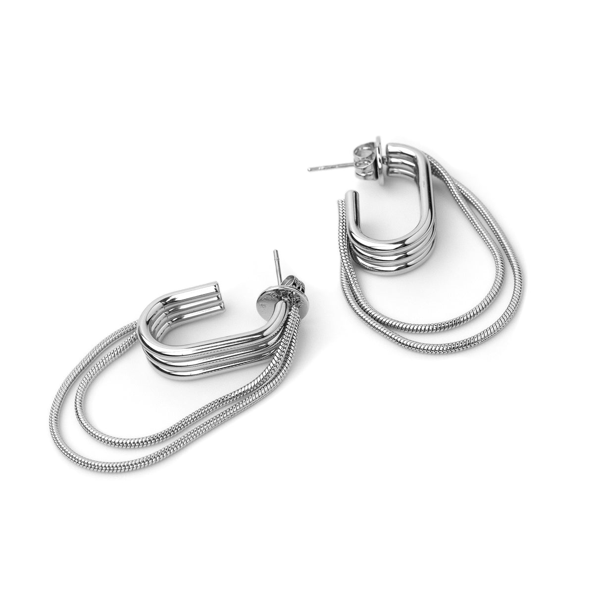 Pendientes Essentials cadenas dobles Plateado Anartxy
