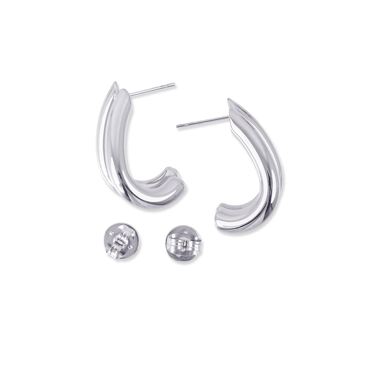 Pendientes semi aro doble fino Plateado Anartxy