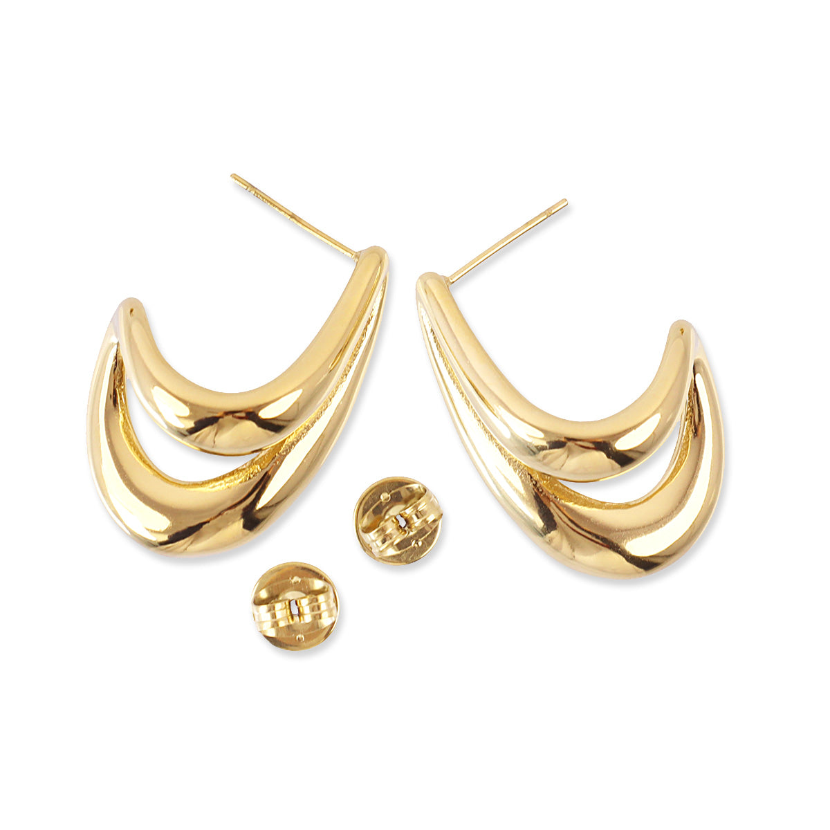 Pendientes semi aro irregular doble Dorado Anartxy