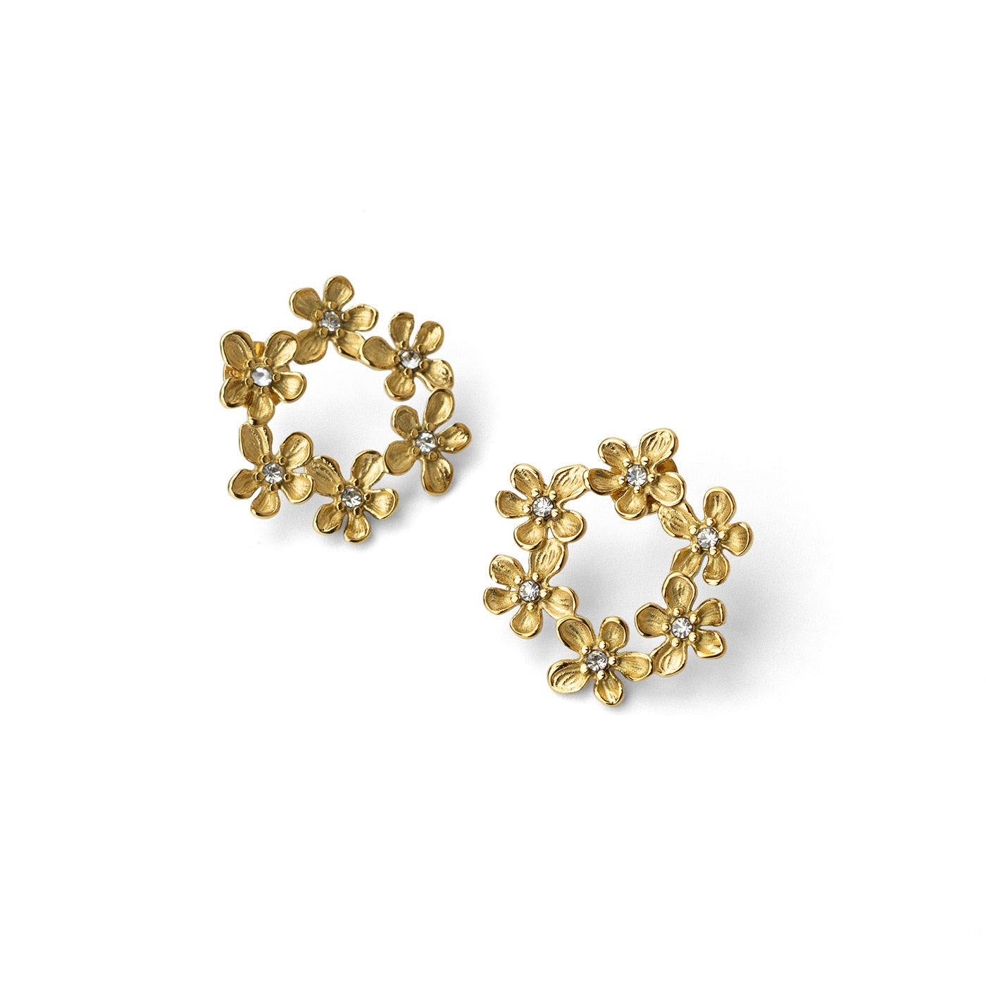 Pendientes Essentials corona flores Dorado Anartxy
