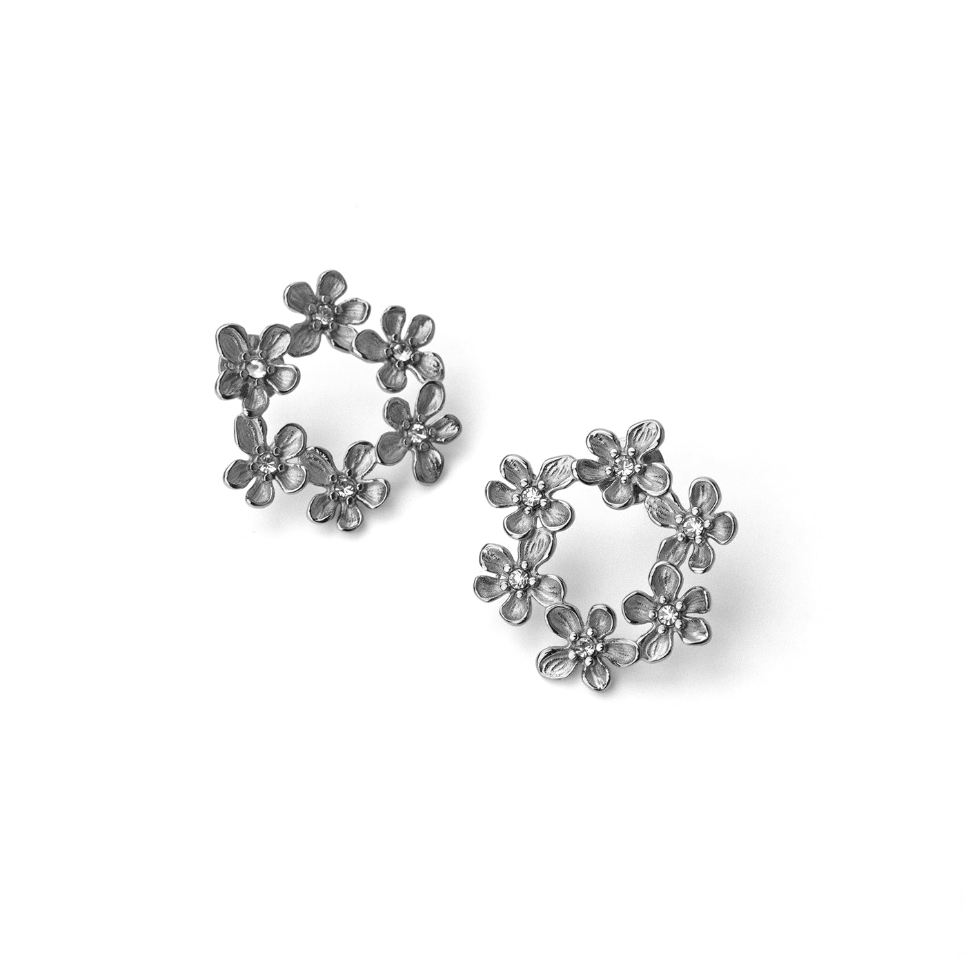 Pendientes Essentials corona flores Plateado Anartxy