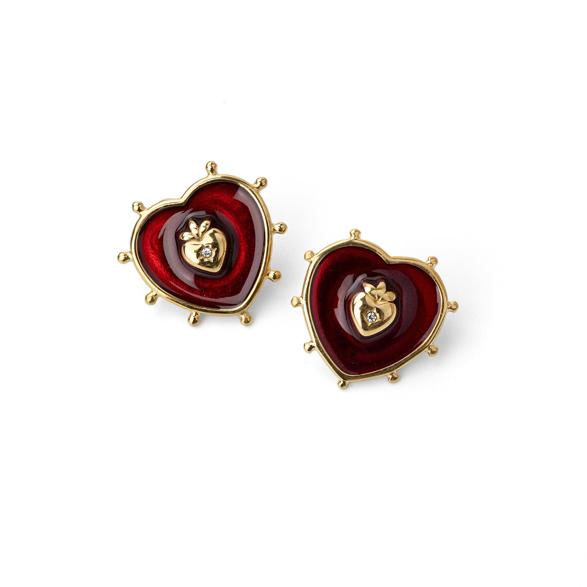 Pendientes botón Essentials corazón sagrado Dorado Anartxy
