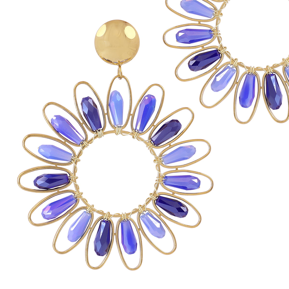 Pendientes largos Spirit flor solar Azul Anartxy