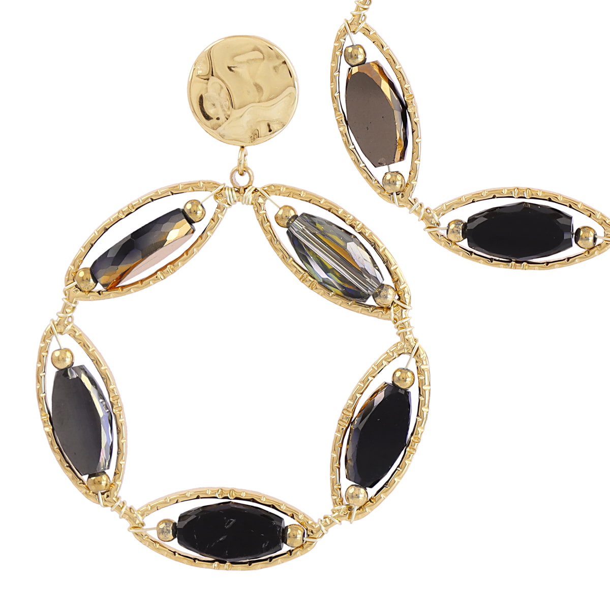 Pendientes largos Spirit corona floral Negro Anartxy