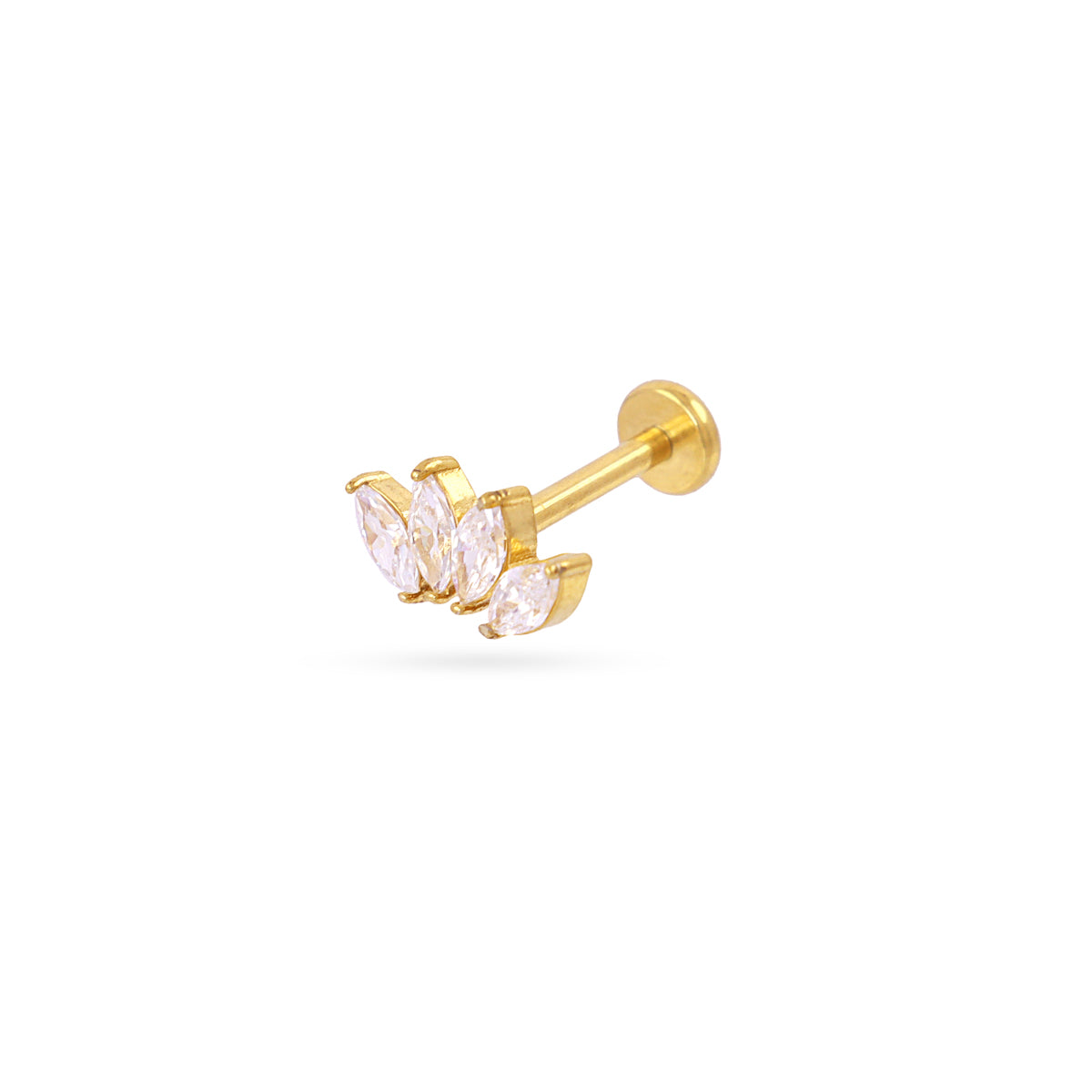 Piercing hojas circonitas minimal Dorado Anartxy