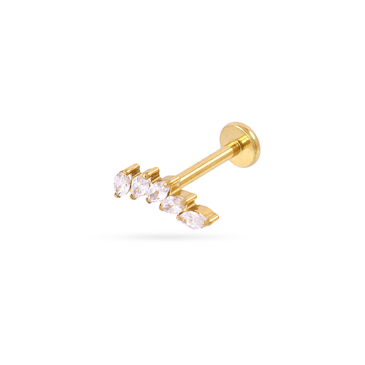 Piercing hojas brillante circonitas Dorado Anartxy