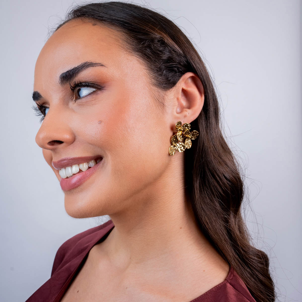 Pendientes Essentials flor artesanal Dorado Anartxy