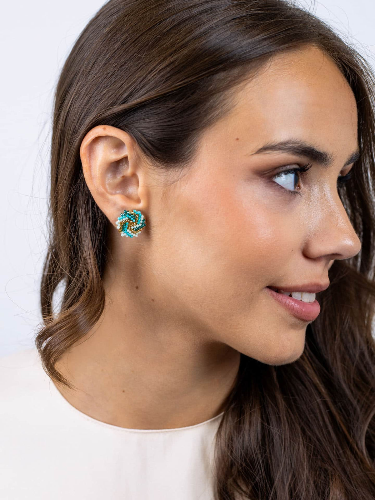 Pendientes botón Miyuki multicolor Turquesa Anartxy