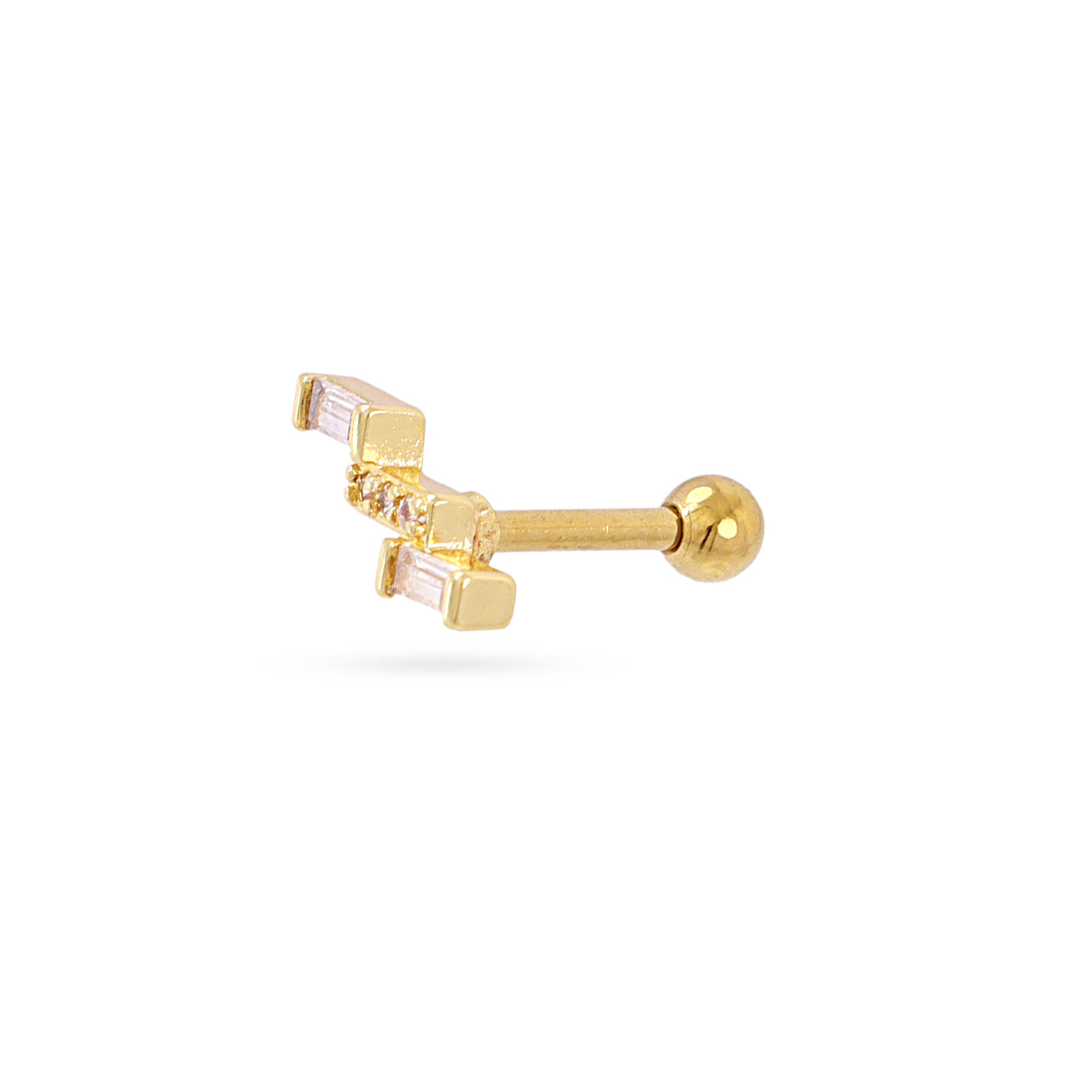 Piercing zigzag geométrico circonitas Dorado Anartxy