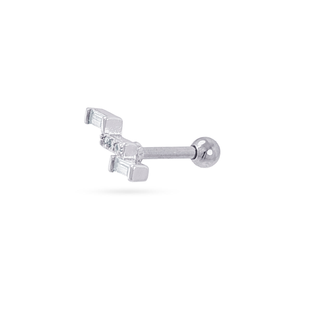 Piercing zigzag geométrico circonitas Plateado Anartxy