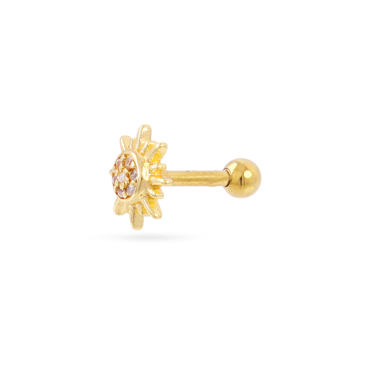 Piercing sol radiante circonitas Dorado Anartxy