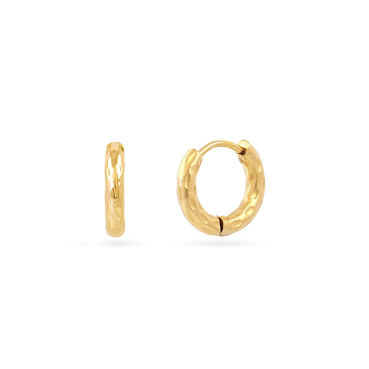 Pendientes aro textura artesanal gruesos Dorado 13 mm Anartxy
