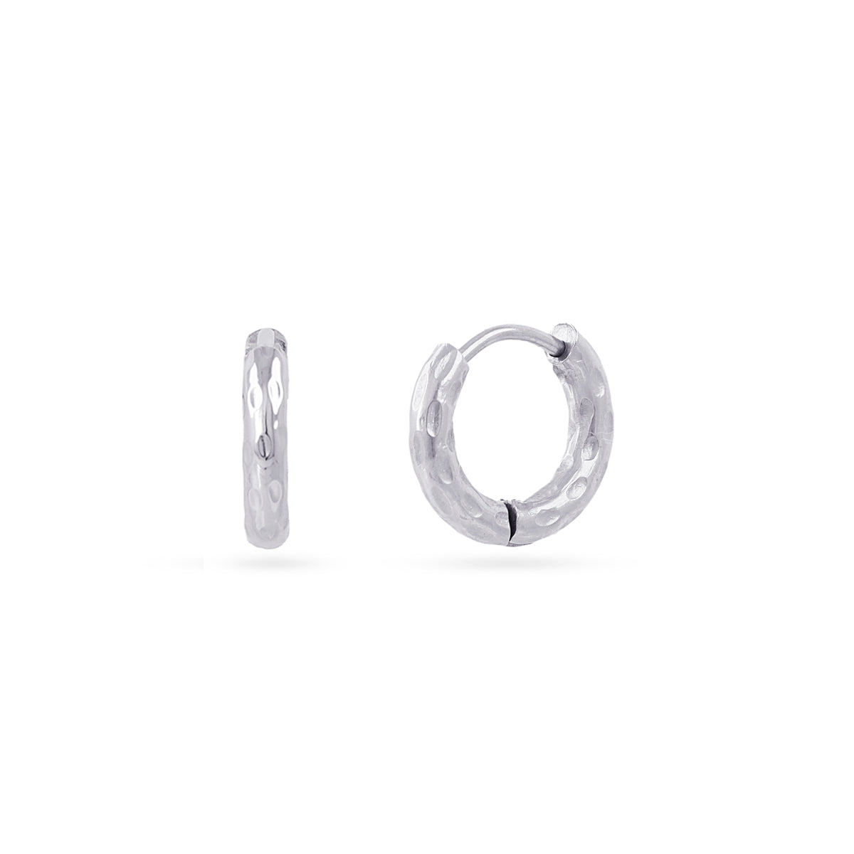 Pendientes aro textura artesanal gruesos Plateado 13 mm Anartxy