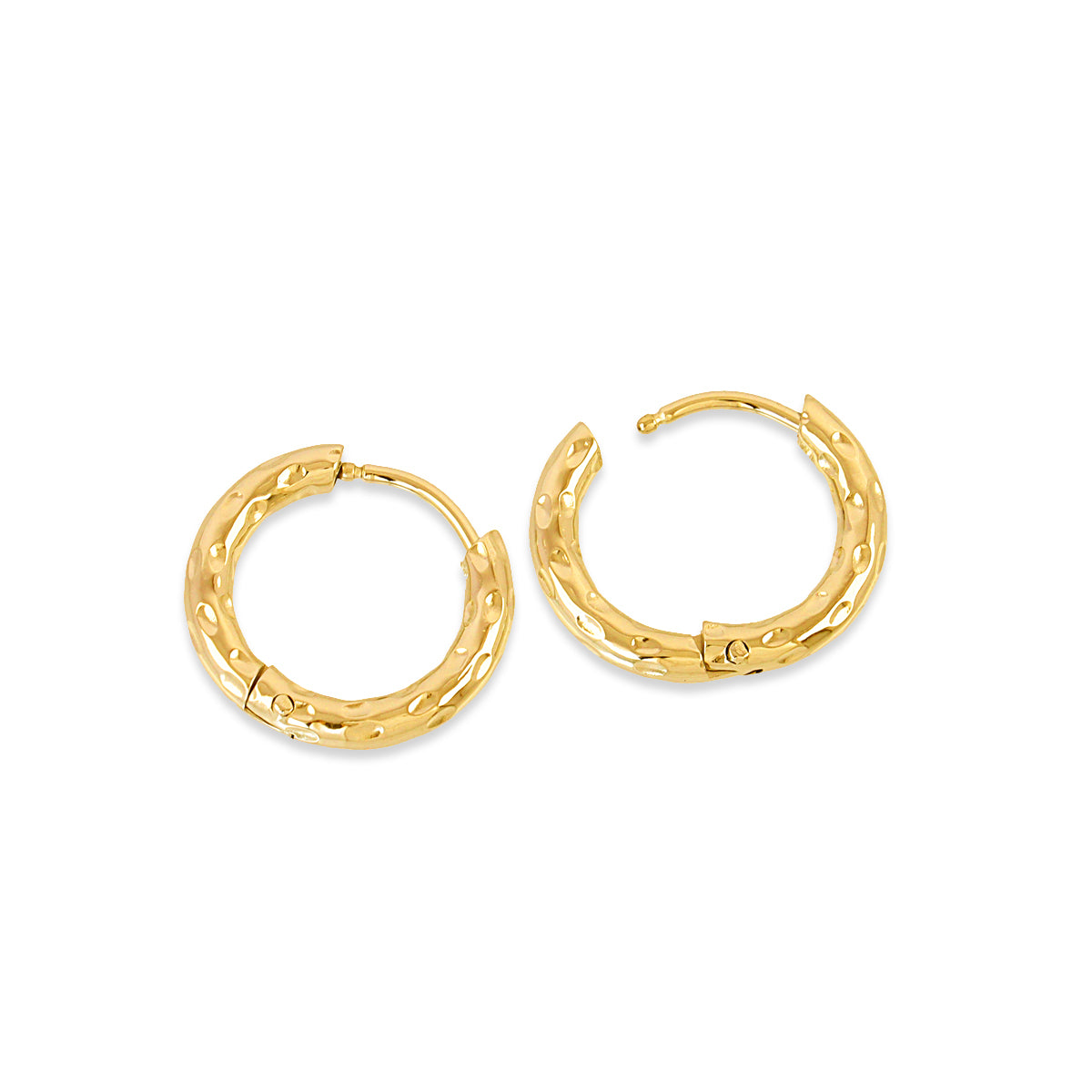 Pendientes aro textura artesanal gruesos Dorado 13 mm Anartxy