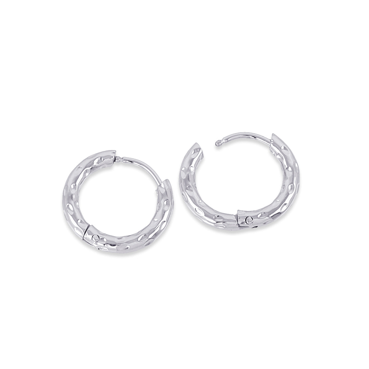 Pendientes aro textura artesanal gruesos Plateado 15 mm Anartxy
