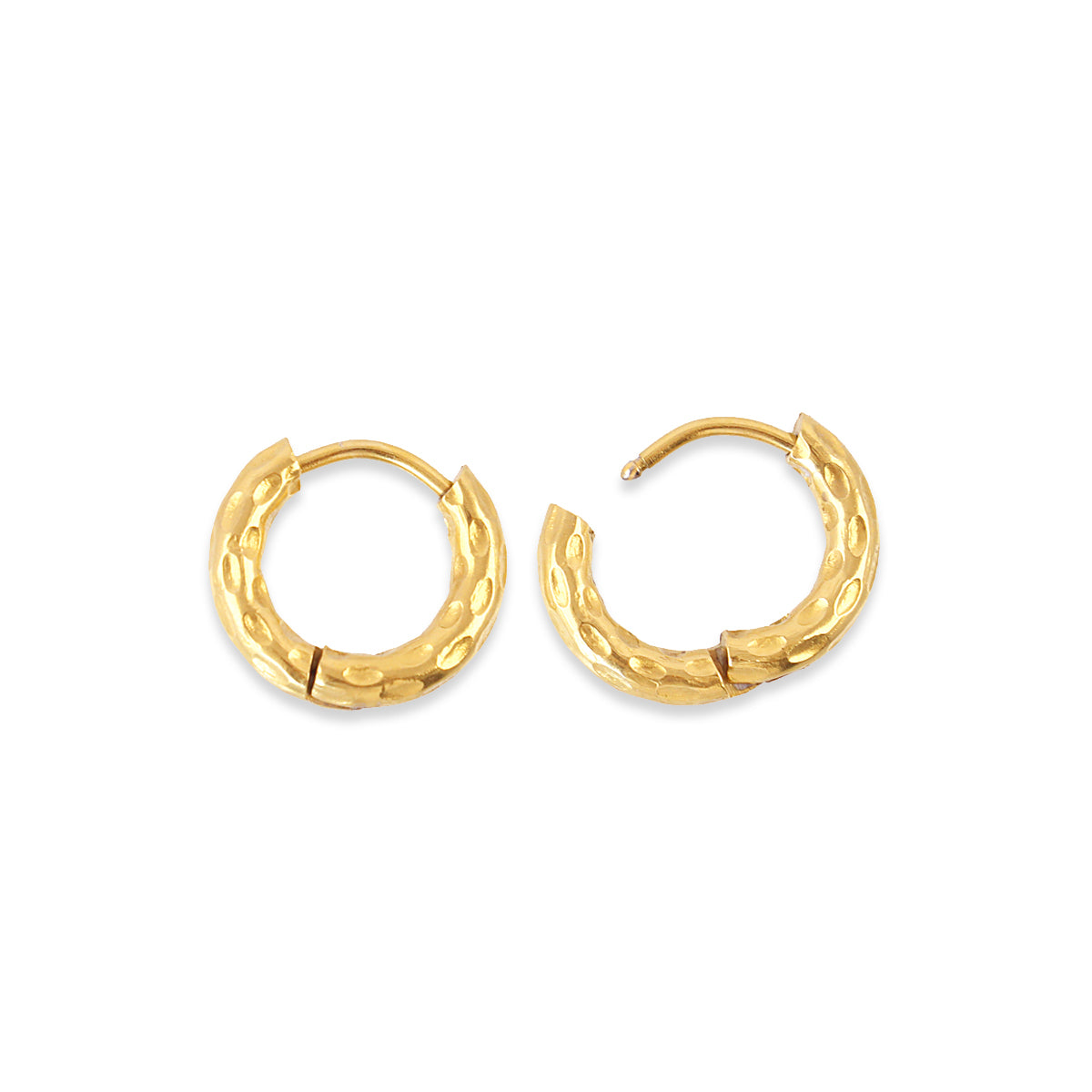 Pendientes aro textura artesanal gruesos Dorado 13 mm Anartxy