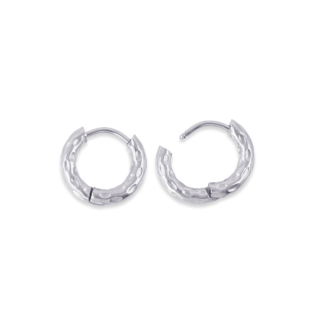 Pendientes aro textura artesanal gruesos Plateado 13 mm Anartxy