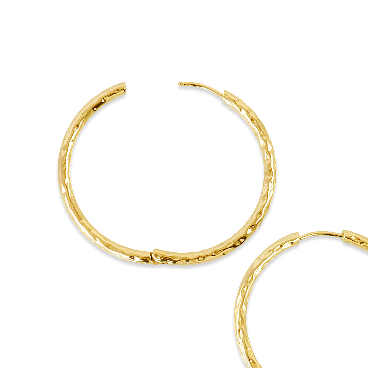 Pendientes aro textura artesanal finos Plateado 35 mm Anartxy