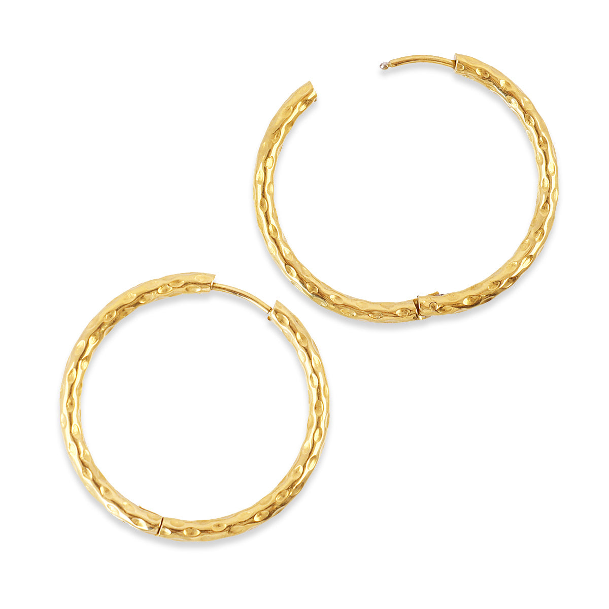 Pendientes aro textura artesanal finos Dorado 30 mm Anartxy