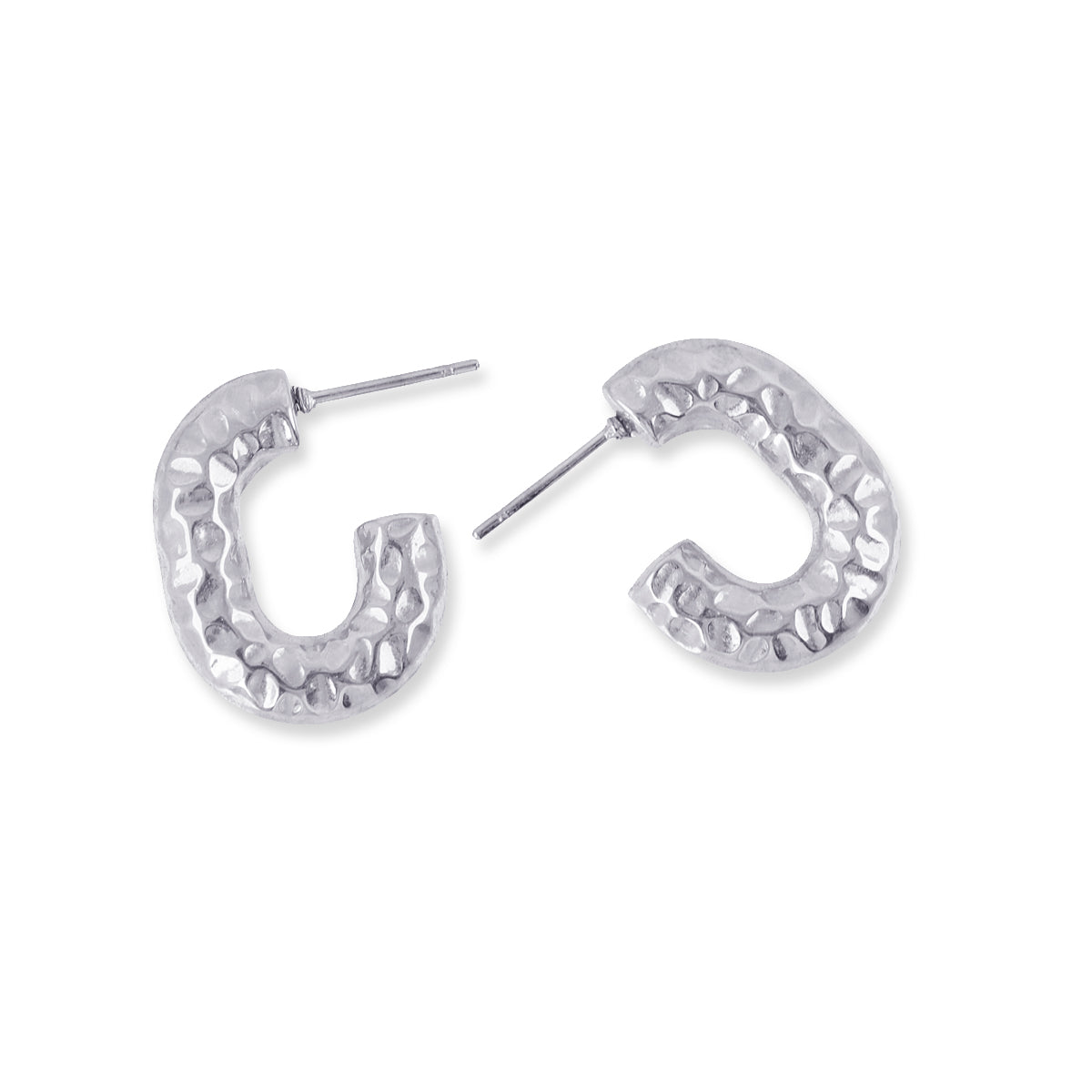 Aros Essentials oval abierto martelé Plateado Anartxy