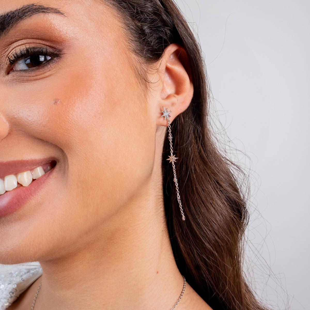 Pendientes Alma cadenas estrellas Plateado Anartxy