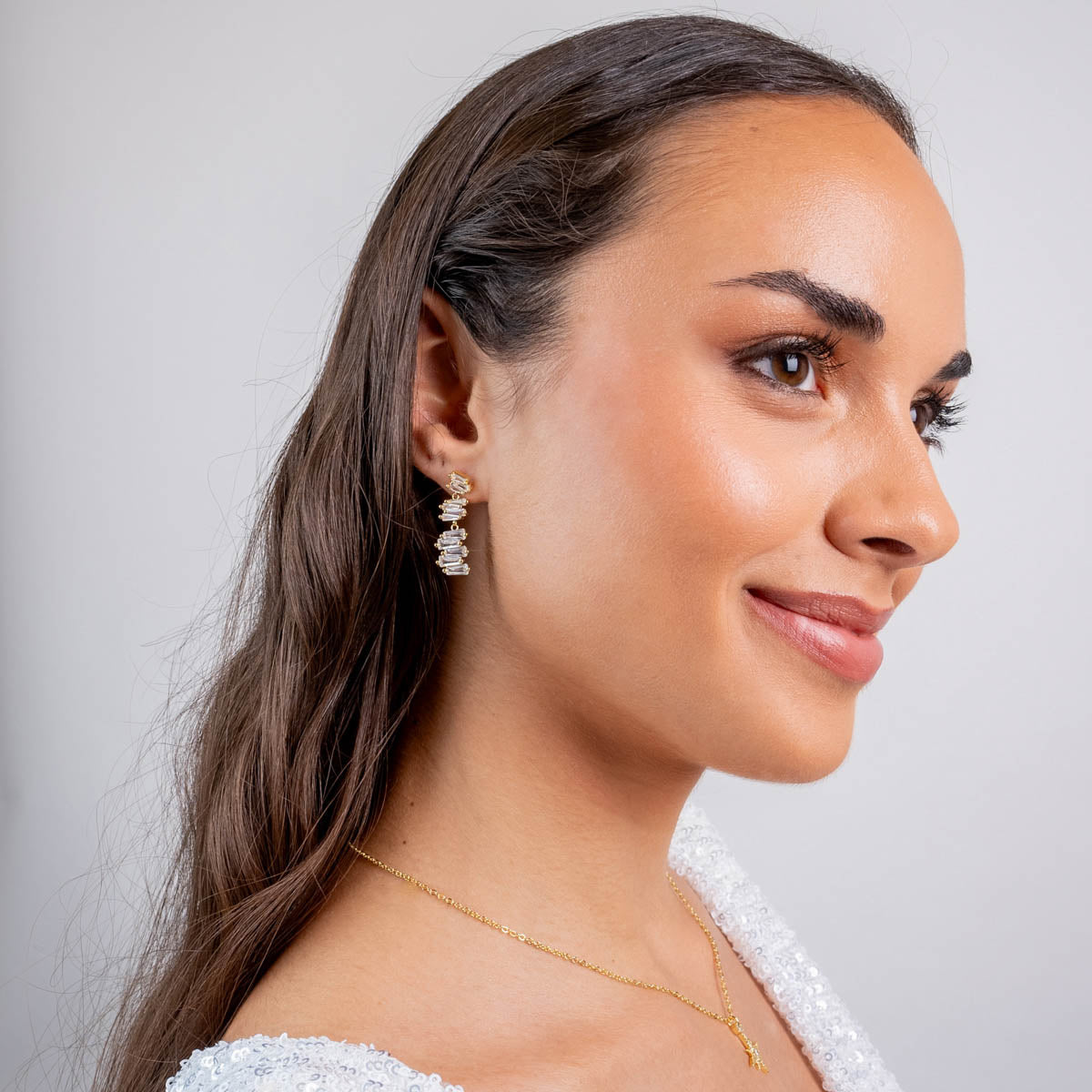 Pendientes largos Alma baguette Dorado Anartxy