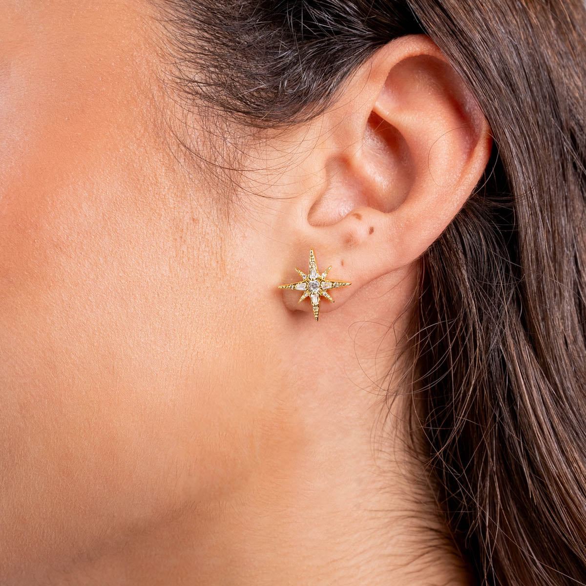 Pendientes botón Alma estrella Dorado Anartxy