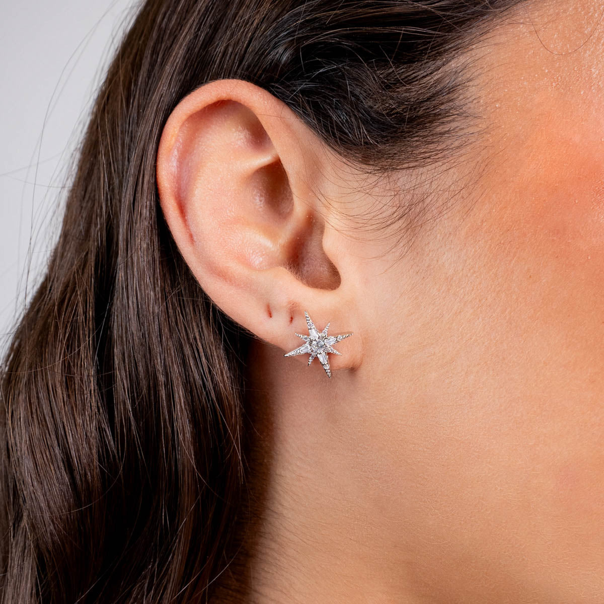 Pendientes botón Alma estrella Plateado Anartxy