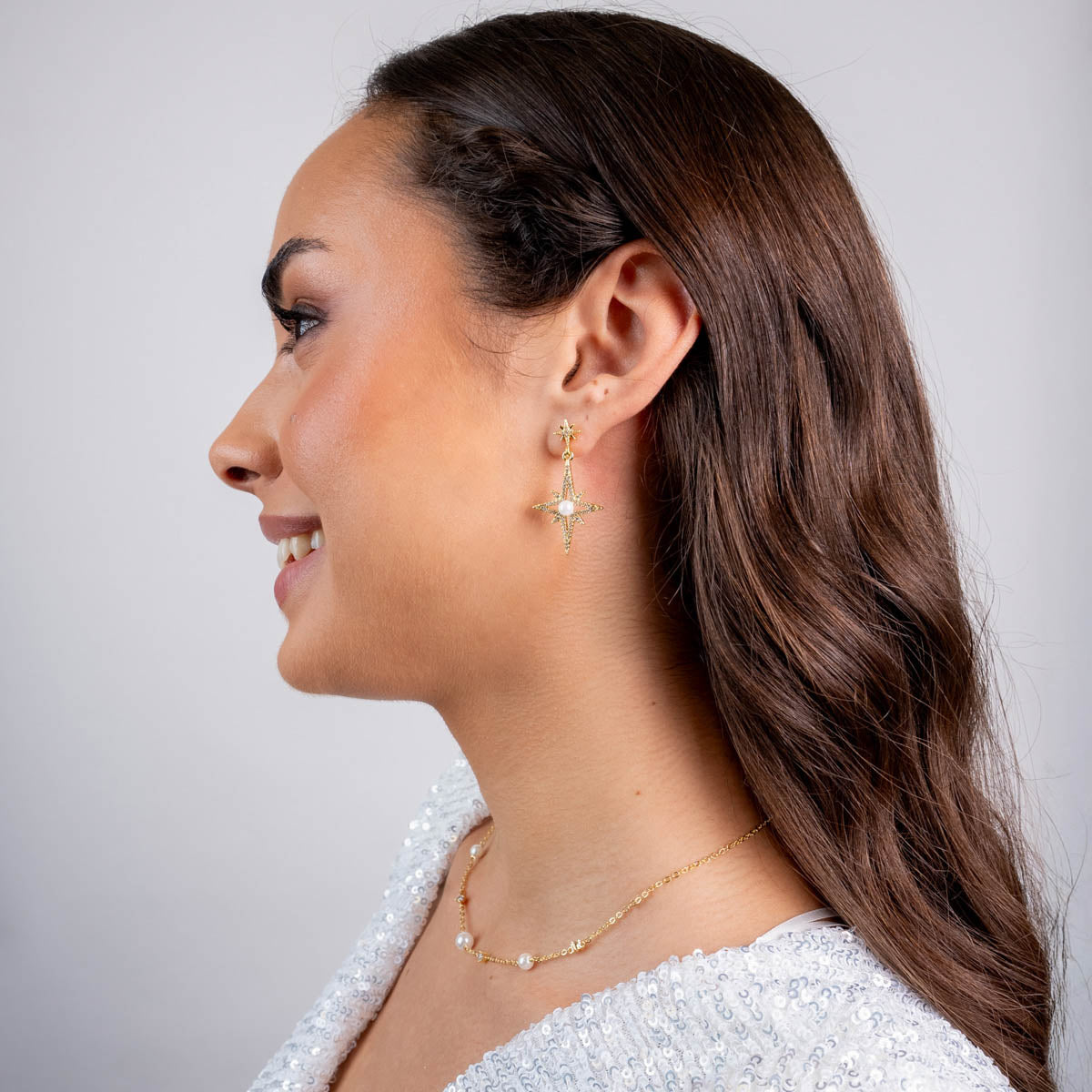 Pendientes Alma estrella brillante Dorado Anartxy