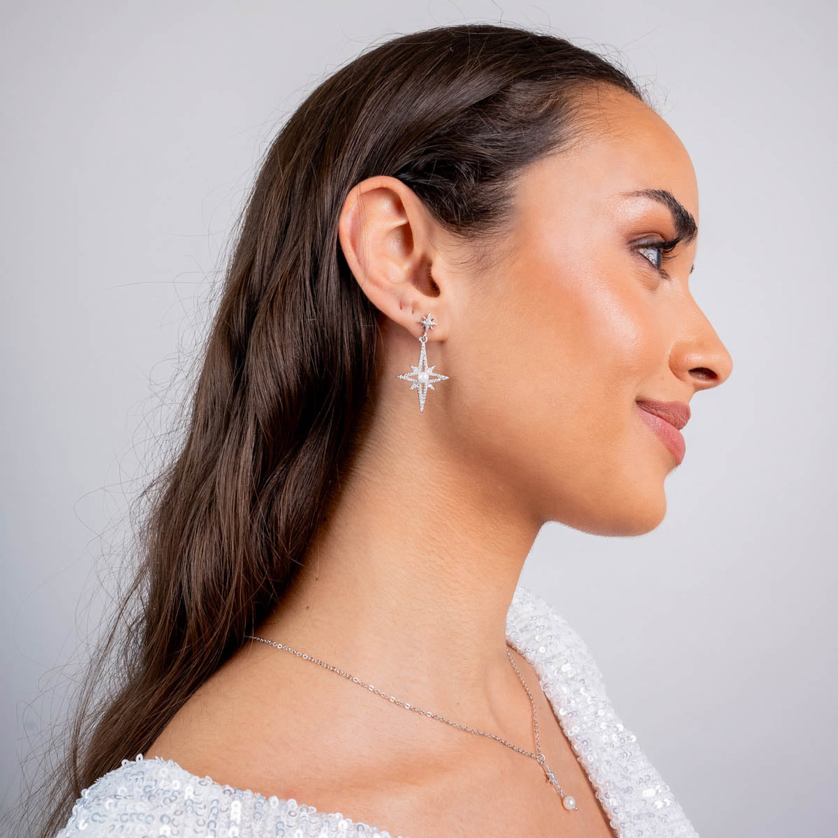 Pendientes Alma estrella brillante Plateado Anartxy