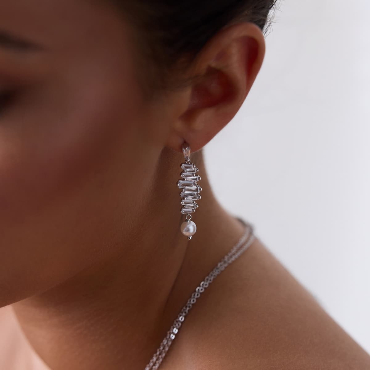 Pendientes Alma baguette perla