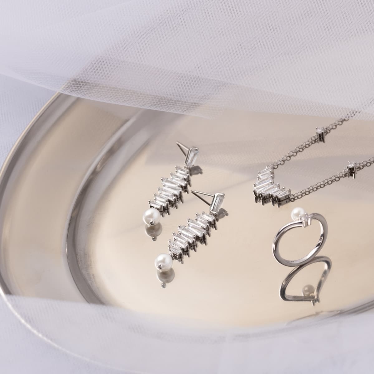Pendientes Alma baguette perla