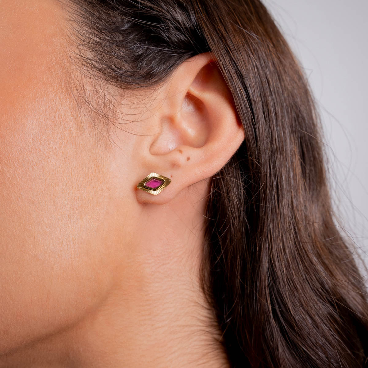 Pendientes Prisma botón Rosa Anartxy