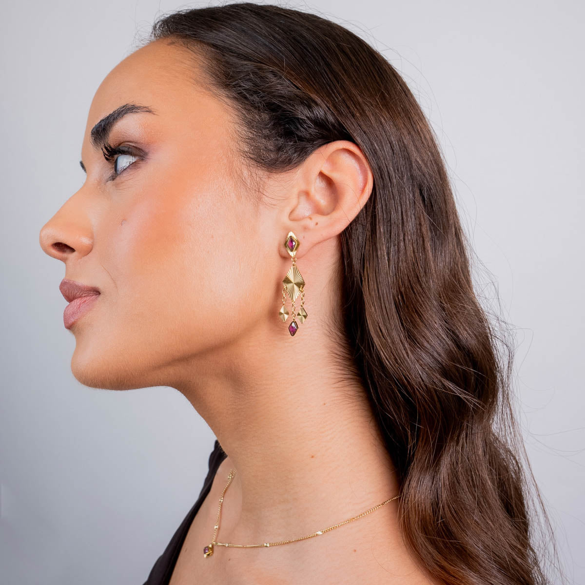 Pendientes Prisma flecos Rosa Anartxy