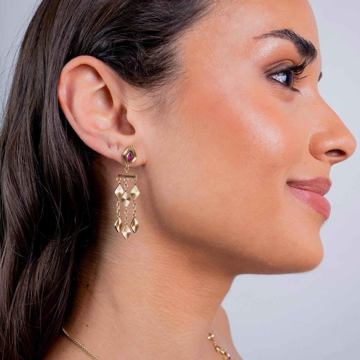 Pendientes Prisma cortina Rosa Anartxy