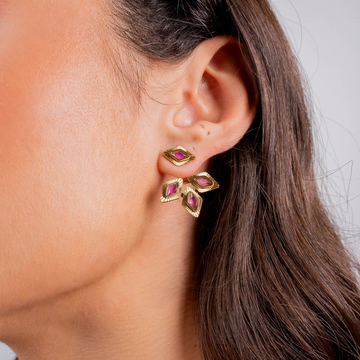 Pendientes Prisma flor Rosa Anartxy