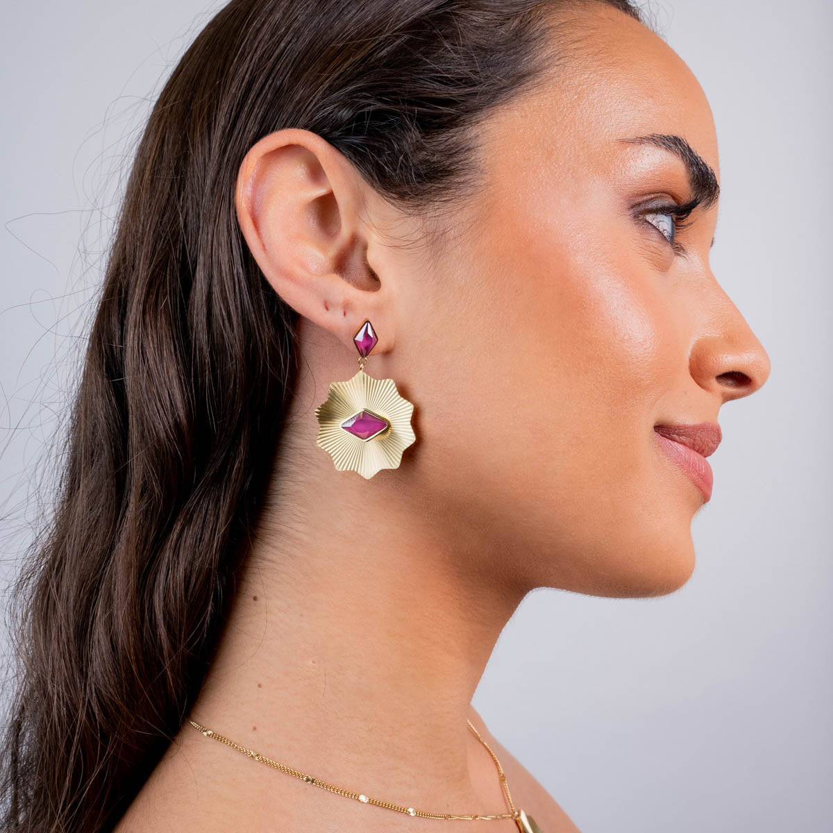 Pendientes Prisma textura colgantes Rosa Anartxy