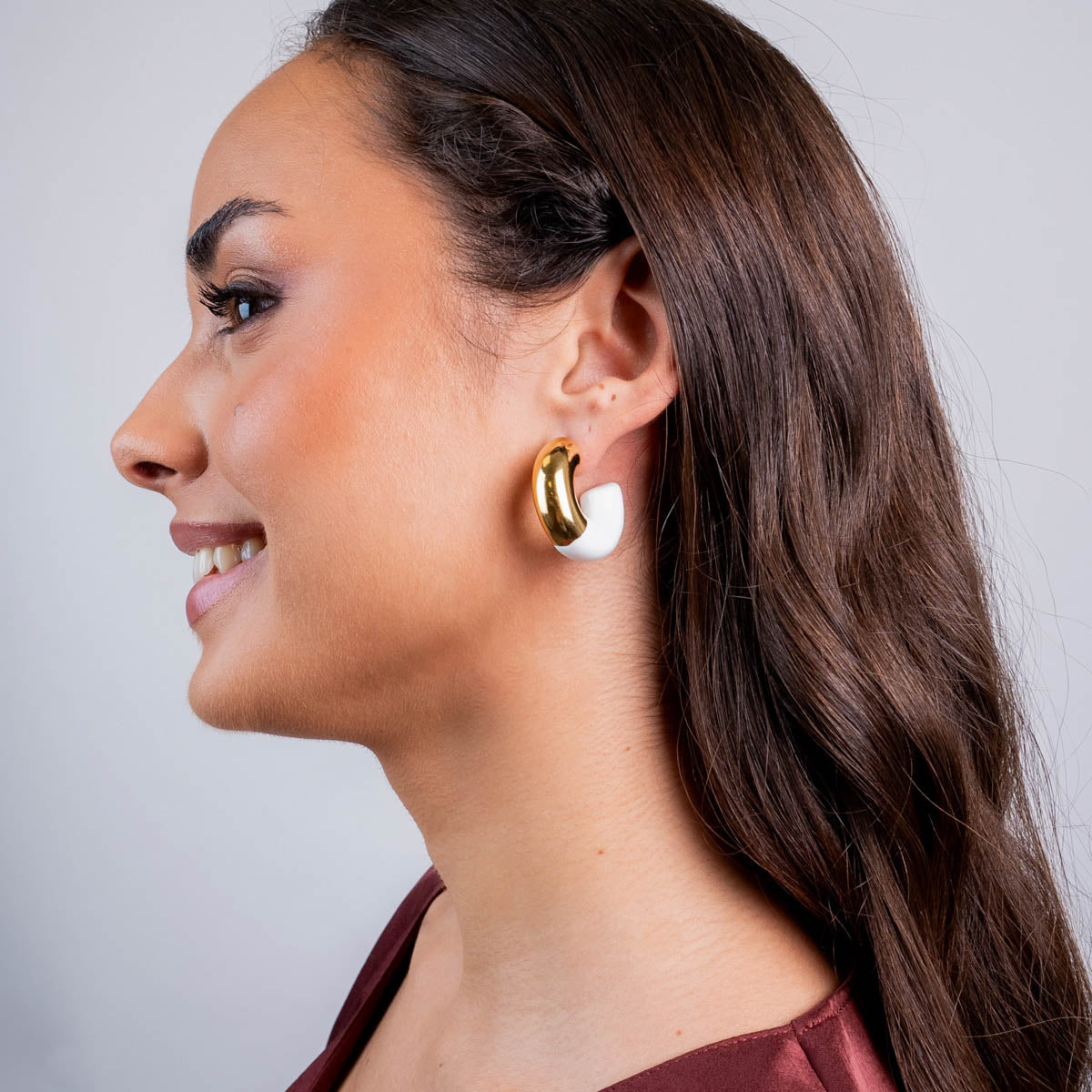 Aros gruesos Essentials detalle esmaltado Blanco Anartxy