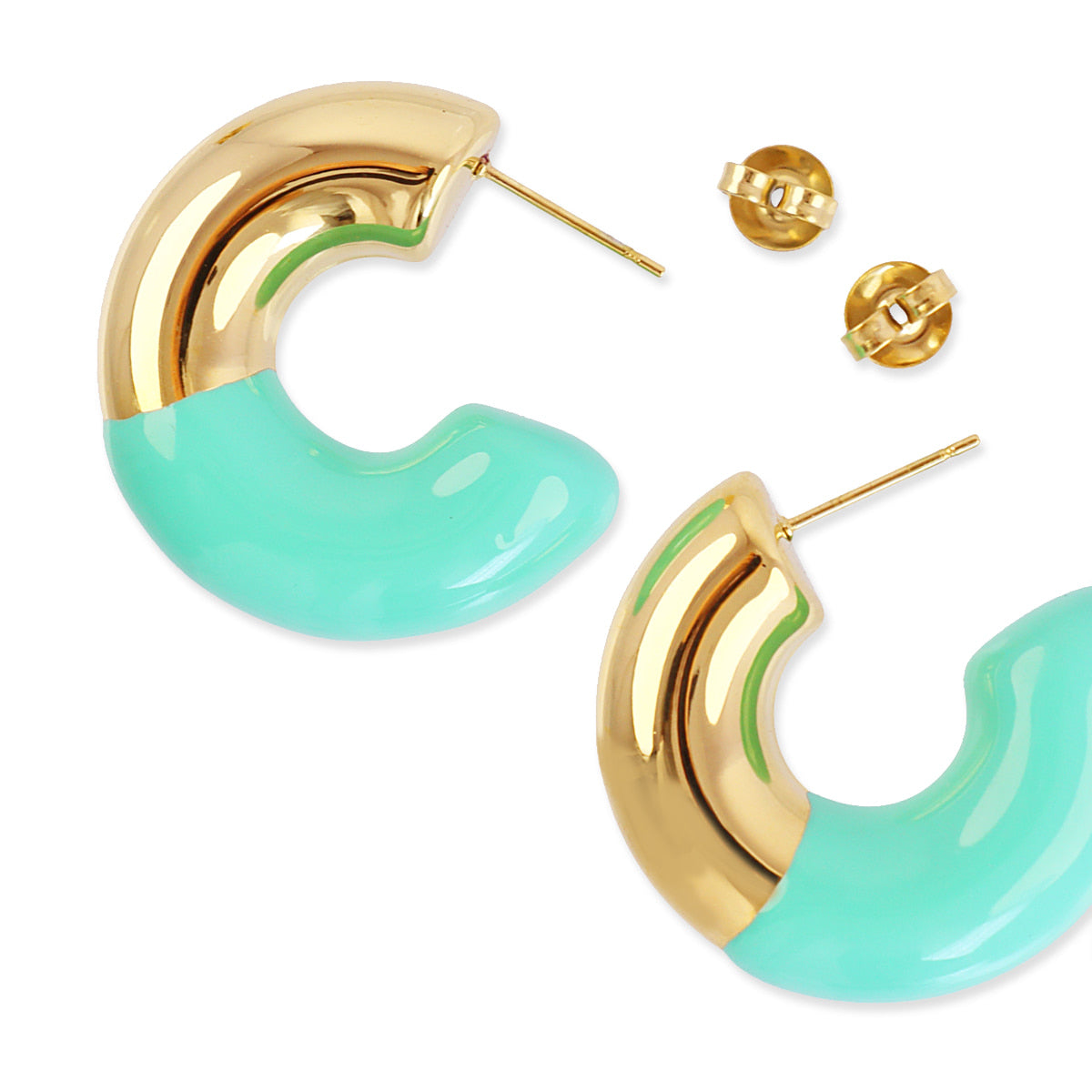 Aros gruesos Essentials detalle esmaltado Turquesa Anartxy